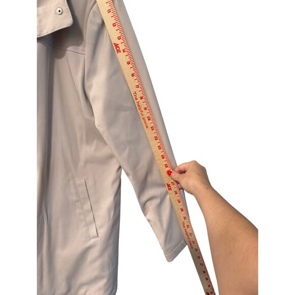 NEW! Calvin Klein L Hooded Raincoat Quilted Interior Waterproof Jacket Tan Beige - Picture 8 of 9